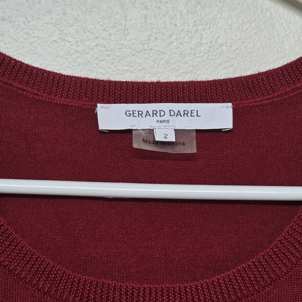Gerard Darel Womens Designer Luxury Wool Lace Short Sleeve Sweater sz 2 US 6/8‎